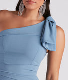 Revamp your 2025 wardrobe with this chic addition, the Anabella Formal Crepe Bow Midi Dress in light blue, perfect for elevating your style in the new year.