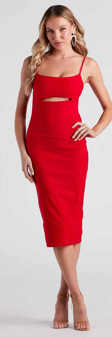 Mia Formal Sleeveless Cutout Midi Dress