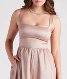 Melonie Formal Taffeta A-Line Midi Dress