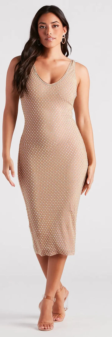 Nia Rhinestone Sleeveless Midi Dress