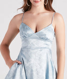 Kara Formal Floral Satin Skater Dress