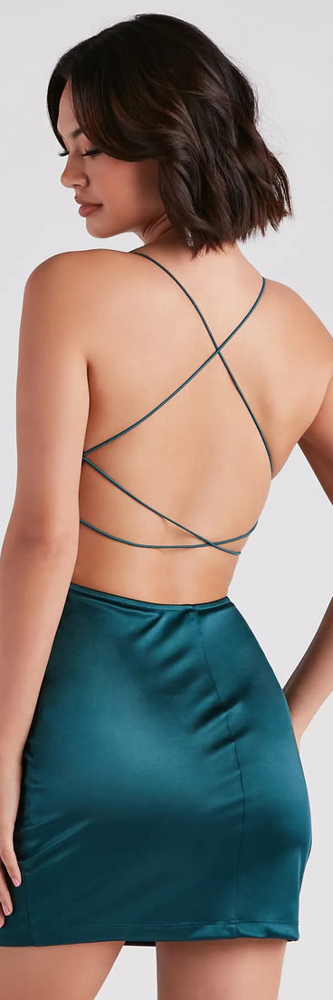 Leanna Satin Strappy Mini Dress