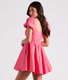 Bri Taffeta Puff Sleeve Party Dress
