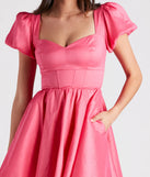 Bri Taffeta Puff Sleeve Party Dress