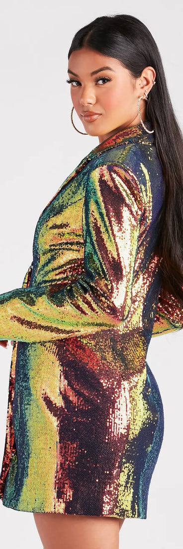 sequin blazer mini dress Classy Girlz Sequin Blazer Mini Dress