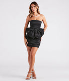 Revamp your 2025 wardrobe with this chic addition, the Cecilia Taffeta Bow Mini Party Dress in black, perfect for elevating your style in the new year.