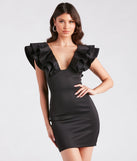 Beverley Scuba Knit Ruffle V-Neck Party Dress