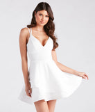 Kennedy Formal V-Neck Ruffled Skater Dress