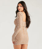 Revamp your 2025 wardrobe with this chic addition, the Kim Rhinestone And Pearl Formal Bodycon Mini Dress in nude, perfect for elevating your style in the new year.