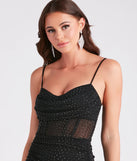 Farrah Rhinestone Sheer Mesh Formal Mini Dress