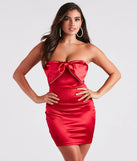 Bella Satin Rhinestone Bow Party Dress