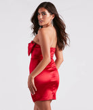 Bella Satin Rhinestone Bow Party Dress