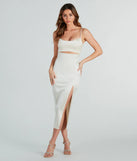 Revamp your 2025 wardrobe with this chic addition, the Seona Formal Satin Midi Dress in ivory, perfect for elevating your style in the new year.
