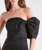 Revamp your 2025 wardrobe with this chic addition, the Raeya Taffeta Bow Strapless Mini Dress in black, perfect for elevating your style in the new year.