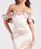 Pricilla Satin Ruffle Bodycon Party Dress