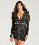 Step into seasonal chic with the Rayna Iridescent Rhinestone Mesh Formal Mini Dress, a black mini dress featuring an above-the-knee cut ideal for cocktail parties, festive gatherings, or clubwear.