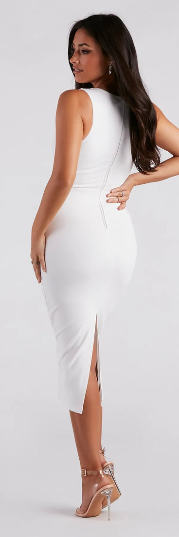 Karlee Formal Ponte Sleeveless Midi Dress