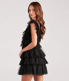Devon Ruffled Tulle V-Neck Party Dress