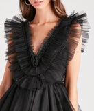 Devon Ruffled Tulle V-Neck Party Dress