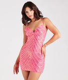 Turn heads in the beaming Coleen Sequin Striped Bodycon Party Dress, a stunning neon sequin dress designed to add sparkle and elegance to your next night out or special occasion.