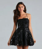 Keep it classic with the Joanna Sequin Lace Party Dress, a feed-worthy pick from Windsor's black homecoming dress collection made to stop their scroll from pictures to the dance floor.