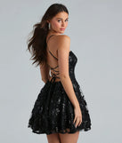 Own your moment in the Joanna Sequin Lace Party Dressin black, a standout 2025 Homecoming Dress that captures all the glam and energy of the night.