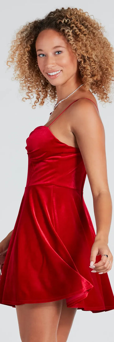 Zoya Formal Velvet Corset Skater Dress