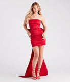 Own the evening in the Lucy Taffeta Bow Mini Party Dress in red, a fall cocktail dress perfect for rooftop parties and stylish soirées.