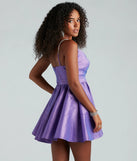 AJ Taffeta Rhinestone Strap A-Line Party Dress