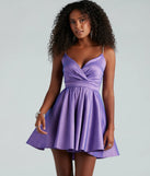 AJ Taffeta Rhinestone Strap A-Line Party Dress