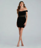 Make a bold statement in the Adriena Velvet Rhinestone Party Dress in black, the perfect summer dress for weddings, cocktail hours, nights out, and/or seasonal celebrations.