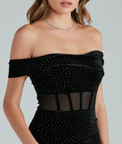 Revamp your 2025 wardrobe with this chic addition, the Adriena Velvet Rhinestone Party Dress in black, perfect for elevating your style in the new year.