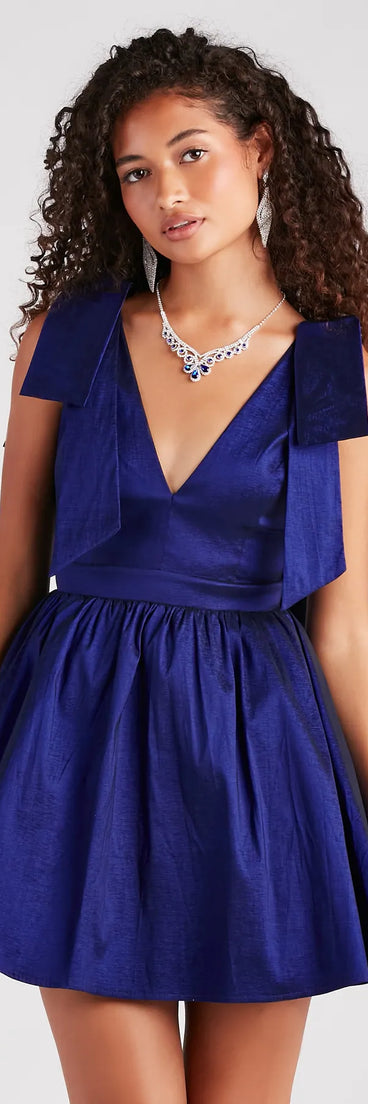 Mayva Taffeta Bow A-Line Short Dress