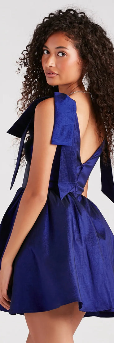 Mayva Taffeta Bow A-Line Short Dress