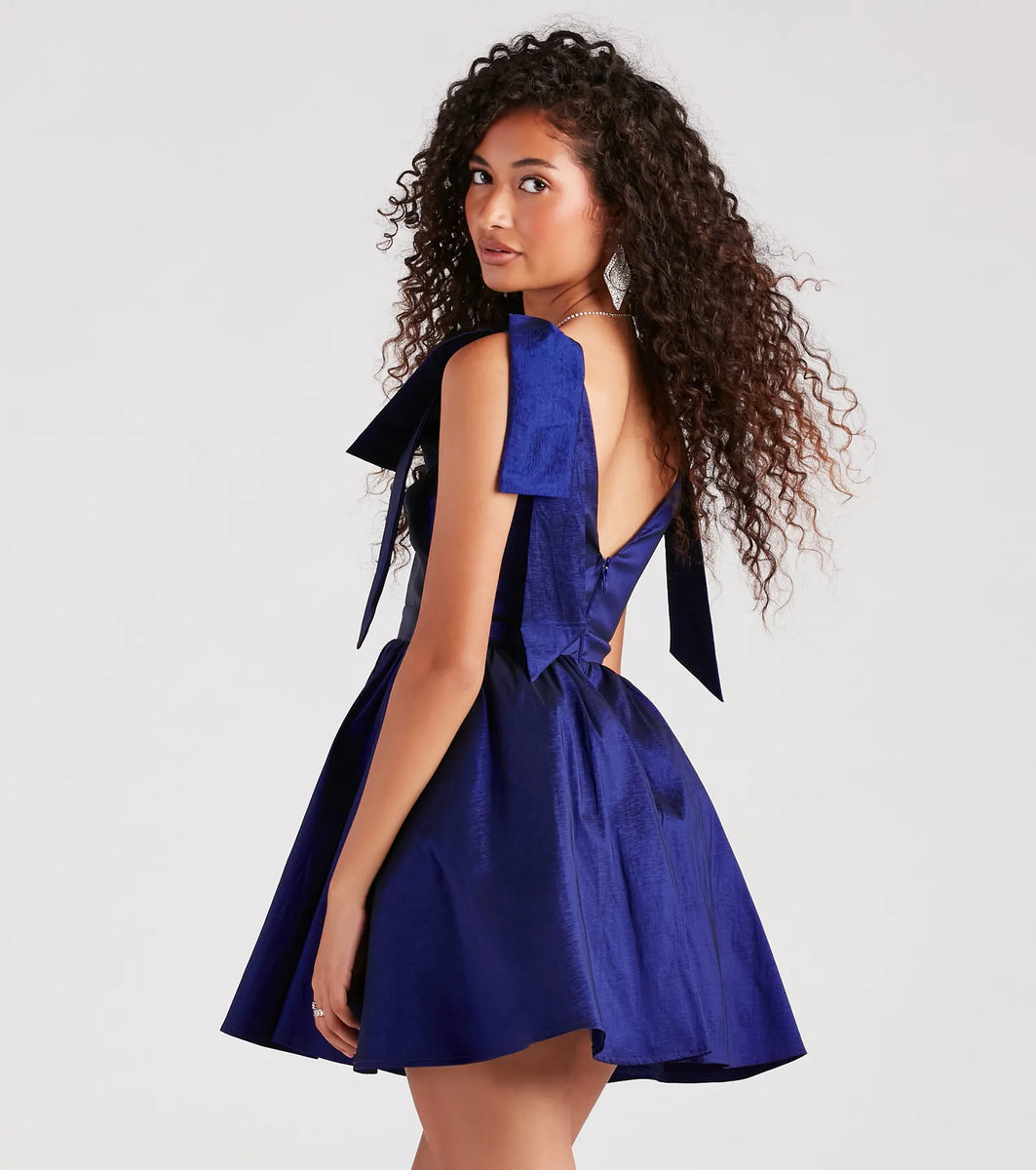 Mayva Taffeta Bow A-Line Short Dress & Windsor