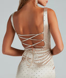Remi Rhinestone Satin Formal Mini Dress