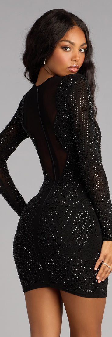 Hilary Rhinestone Mesh Party Mini Dress