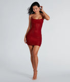 Own every entrance in the Paige Rhinestone Formal Bodycon Mini Dress, a red party dress perfect for milestone birthdays and grad parties, or dancing through summer nights and unforgettable bachelorette celebrations.