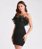 Shine with confidence, elegance, and standout style in the Krista Strapless Tulle Ruffle Party Dress—a black graduation dress designed with a fresh silhouette and the latest trends.