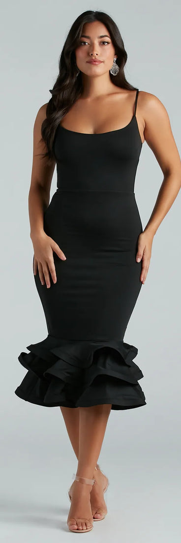 Thea Formal Ruffle Hem Midi Dress