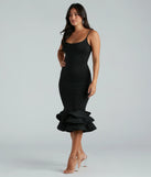 Thea Formal Ruffle Hem Midi Dress