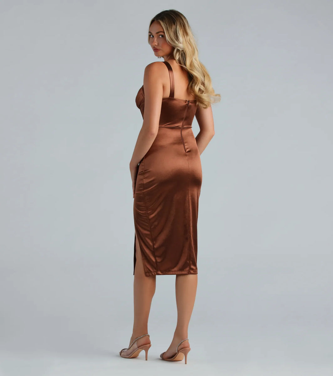 Satin Corset Midi Dress