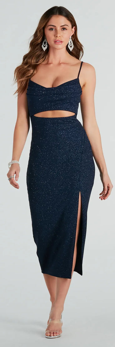 Robyn Formal Glitter Cutout Midi Dress
