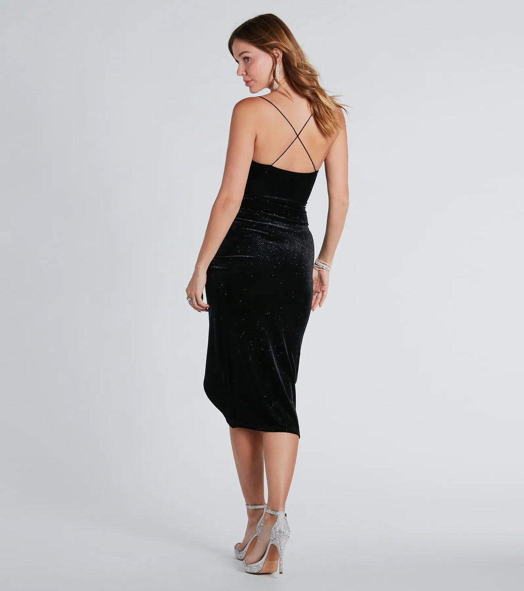Char Formal Velvet Glitter Mini Dress