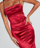 The Chrysta Formal Satin Corset Midi Dress in wine combines chic design and festive charm, offering a cocktail dress perfect for cocktail parties, work events, and spring soirées.