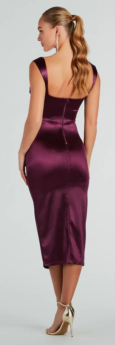 Marnie Formal Satin Corset Midi Dress