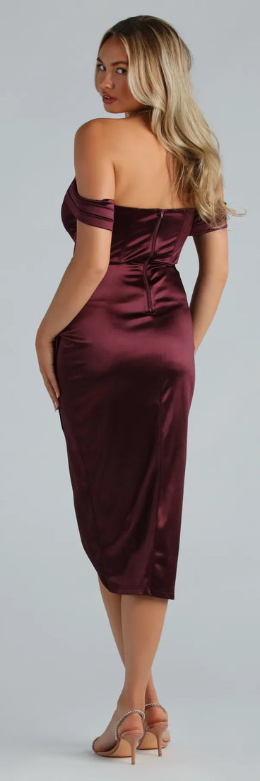 Revamp your 2025 wardrobe with this chic addition, the Coraline Satin Corset Wrap Formal Dress in maroon, perfect for elevating your style in the new year.