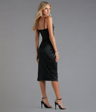 Kristen Formal Satin Cowl Neck Midi Dress