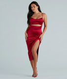 Feel confident and photo-ready in the Seona Formal Satin Midi Dress, a red graduation dress perfect for 2025 ceremonies and parties.