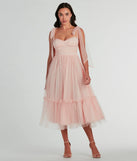 Arielle Bow Strap A-Line Midi Formal Dress